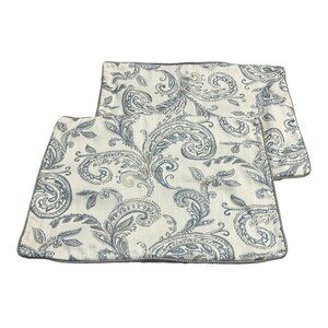 Waterford Fine Linens Pair of Paisley Pillow Shams Blue Silver 20x26 Early 2000s